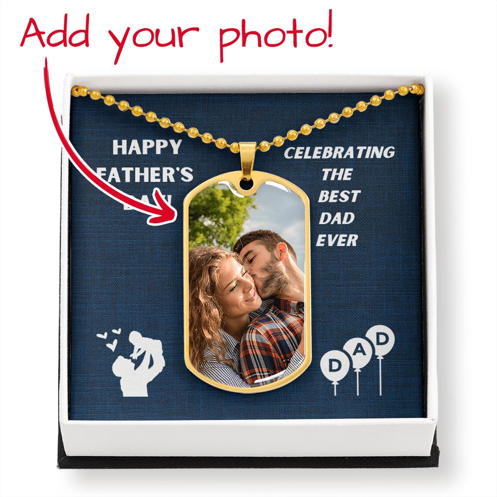 Father-Customized Dog Tag Necklace with Message Card