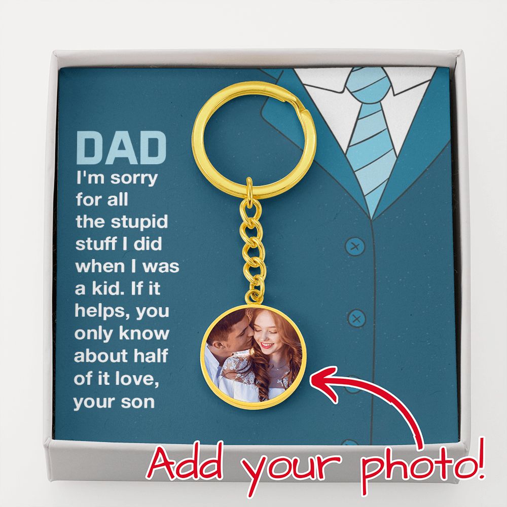 Father-Customized Photo Keychain with Message Card (from son)