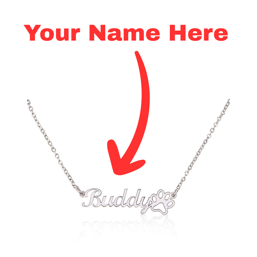 Name Necklace with paw print