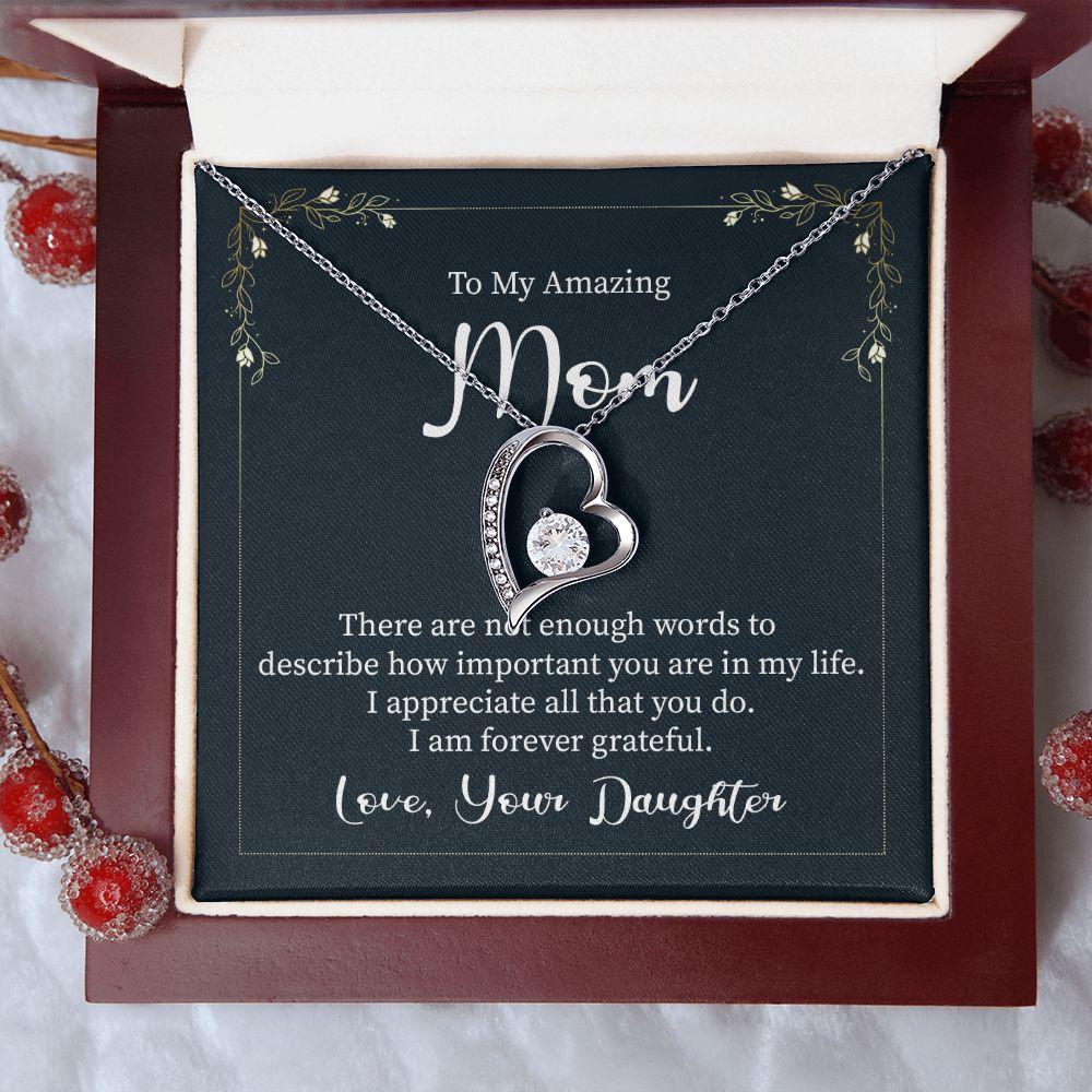 Mother-Forever Love Necklace with crystals with Message card (from Daughter)