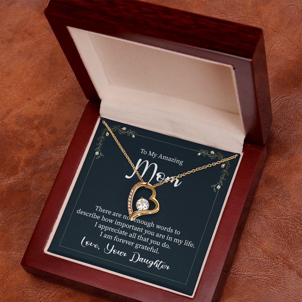 Mother-Forever Love Necklace with crystals with Message card (from Daughter)