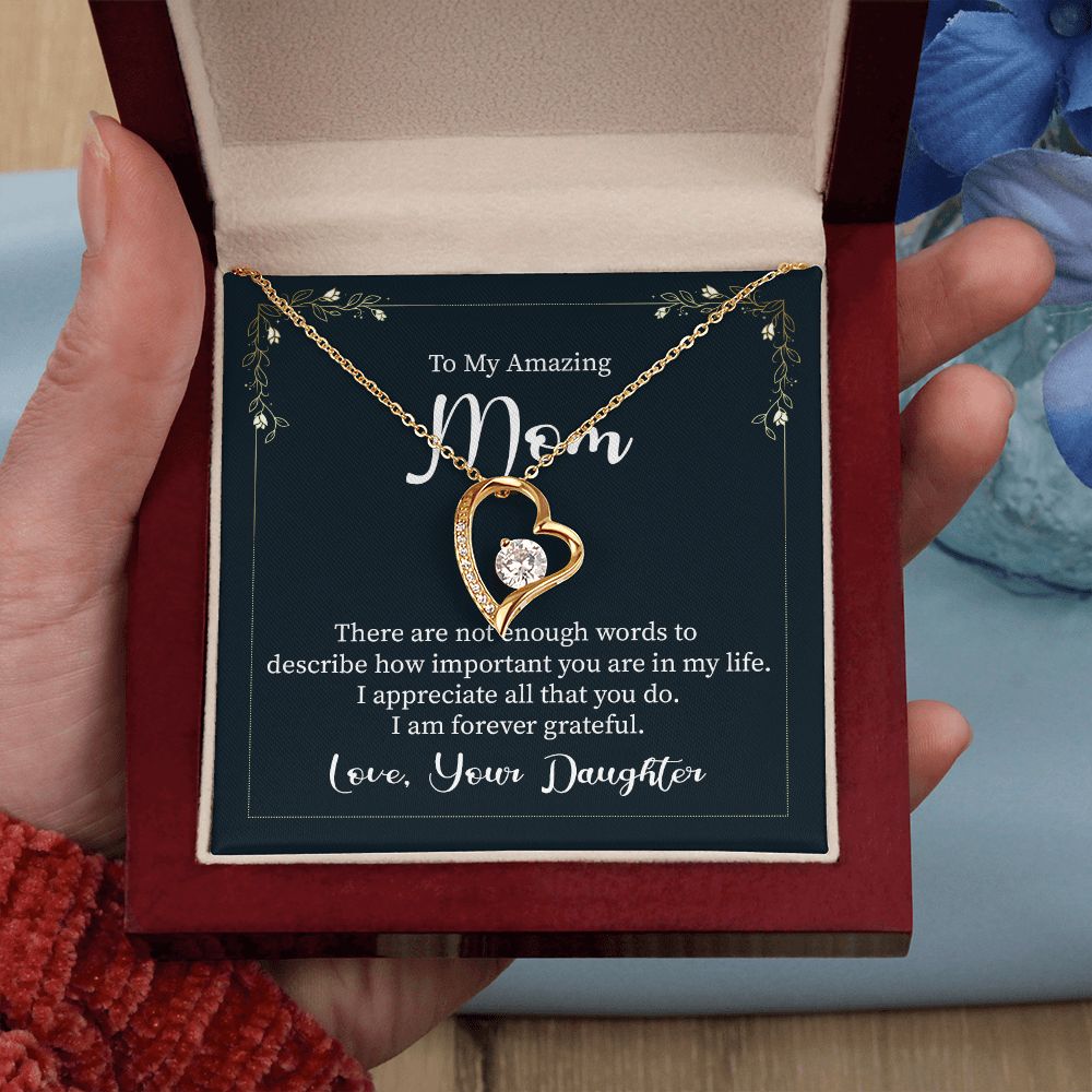 Mother-Forever Love Necklace with crystals with Message card (from Daughter)