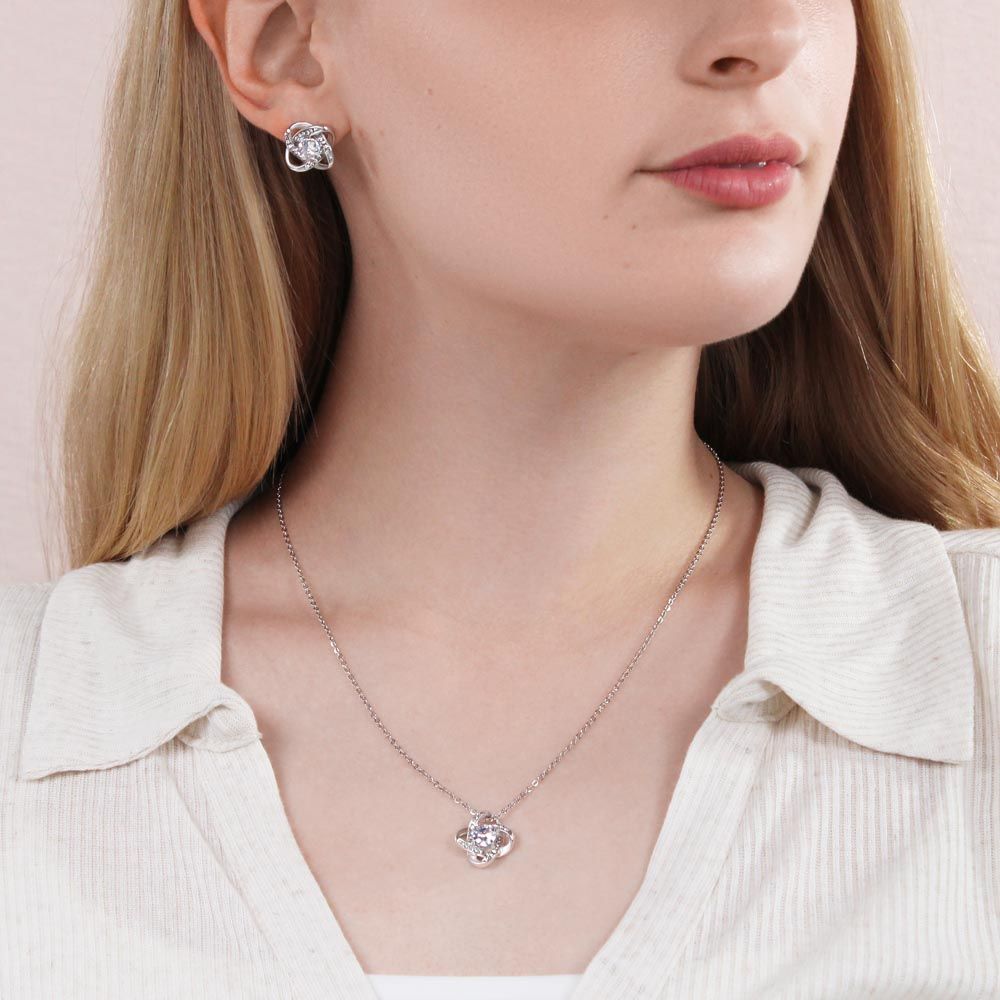 First time Mother-Love Knot Earrings & Necklace Set