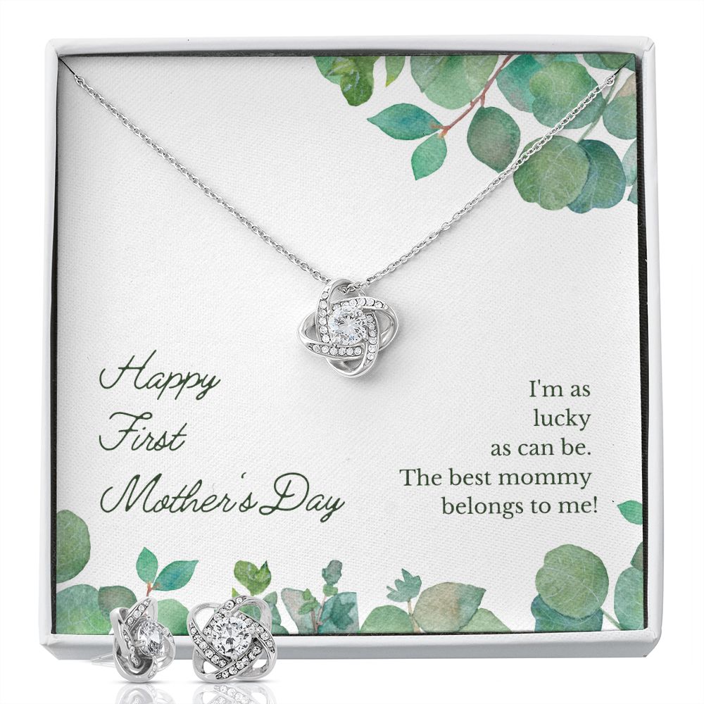 First time Mother-Love Knot Earrings & Necklace Set