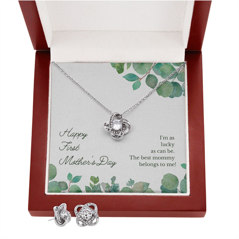 First time Mother-Love Knot Earrings & Necklace Set