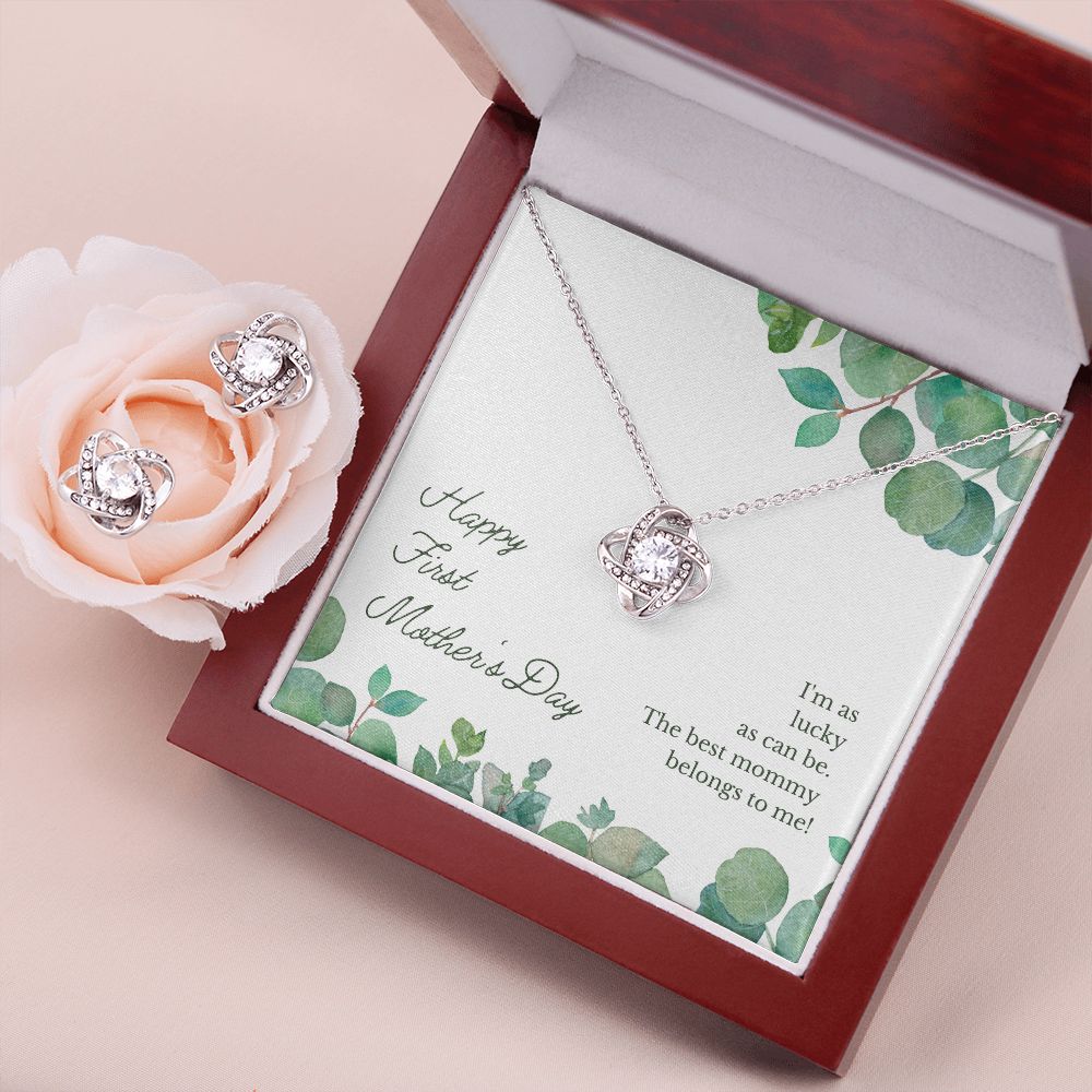 First time Mother-Love Knot Earrings & Necklace Set