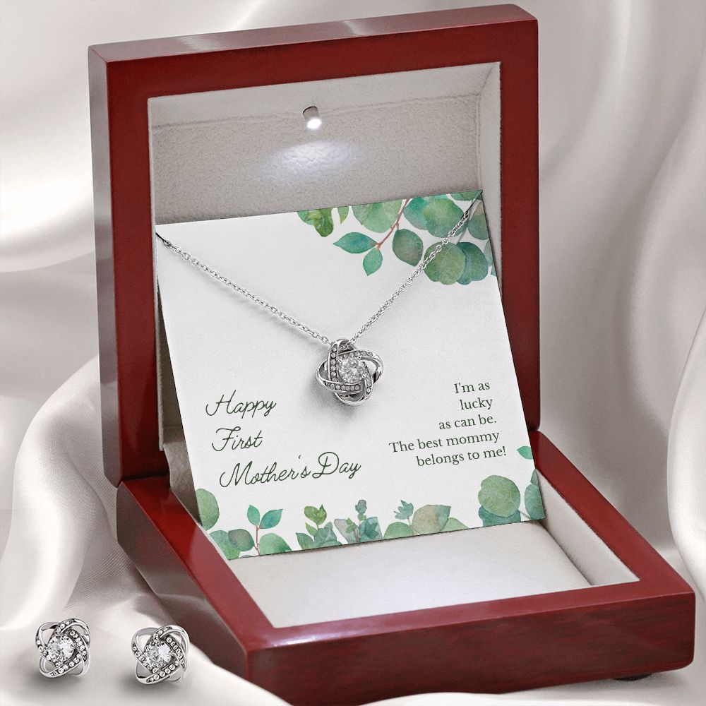 First time Mother-Love Knot Earrings & Necklace Set