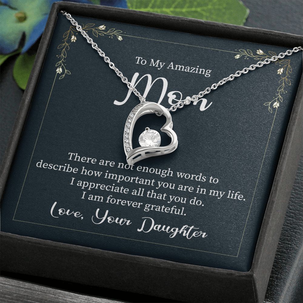 Mother-Forever Love Necklace with crystals with Message card (from Daughter)