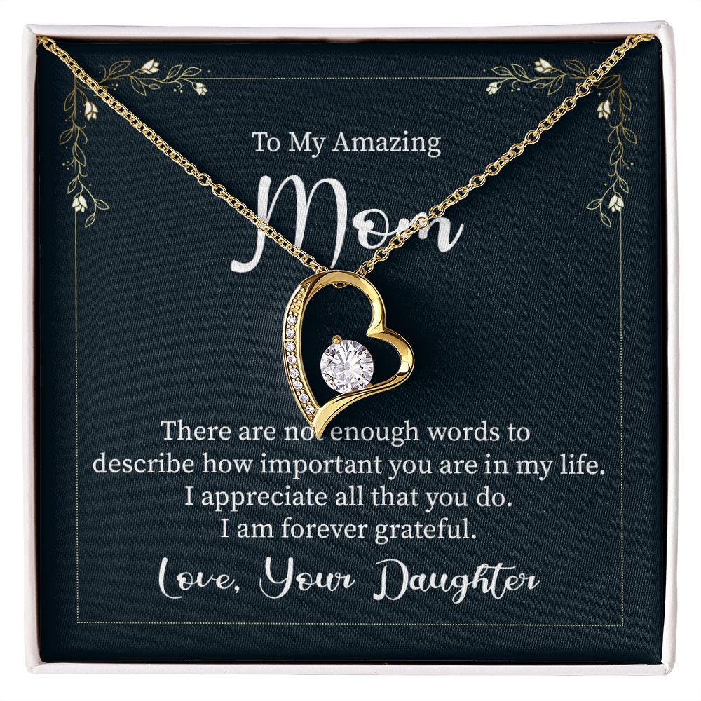 Mother-Forever Love Necklace with crystals with Message card (from Daughter)
