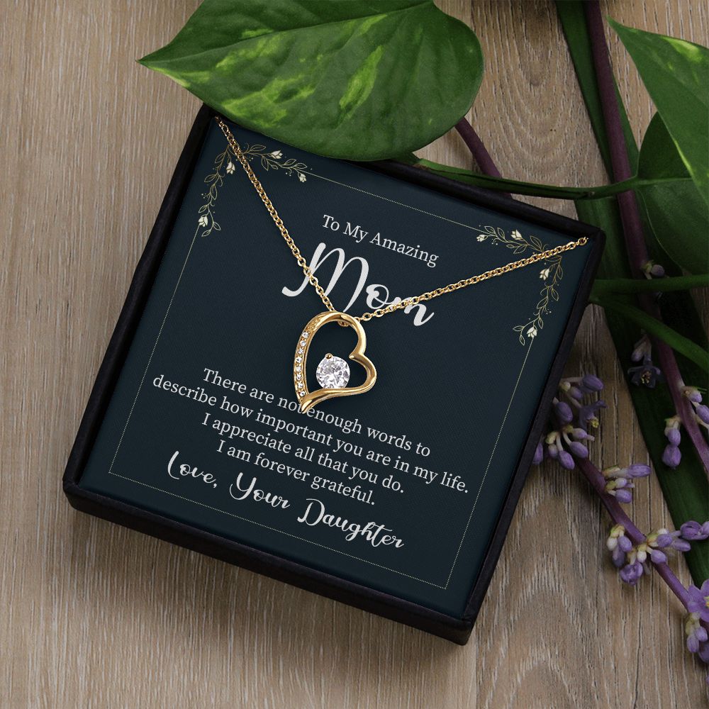 Mother-Forever Love Necklace with crystals with Message card (from Daughter)