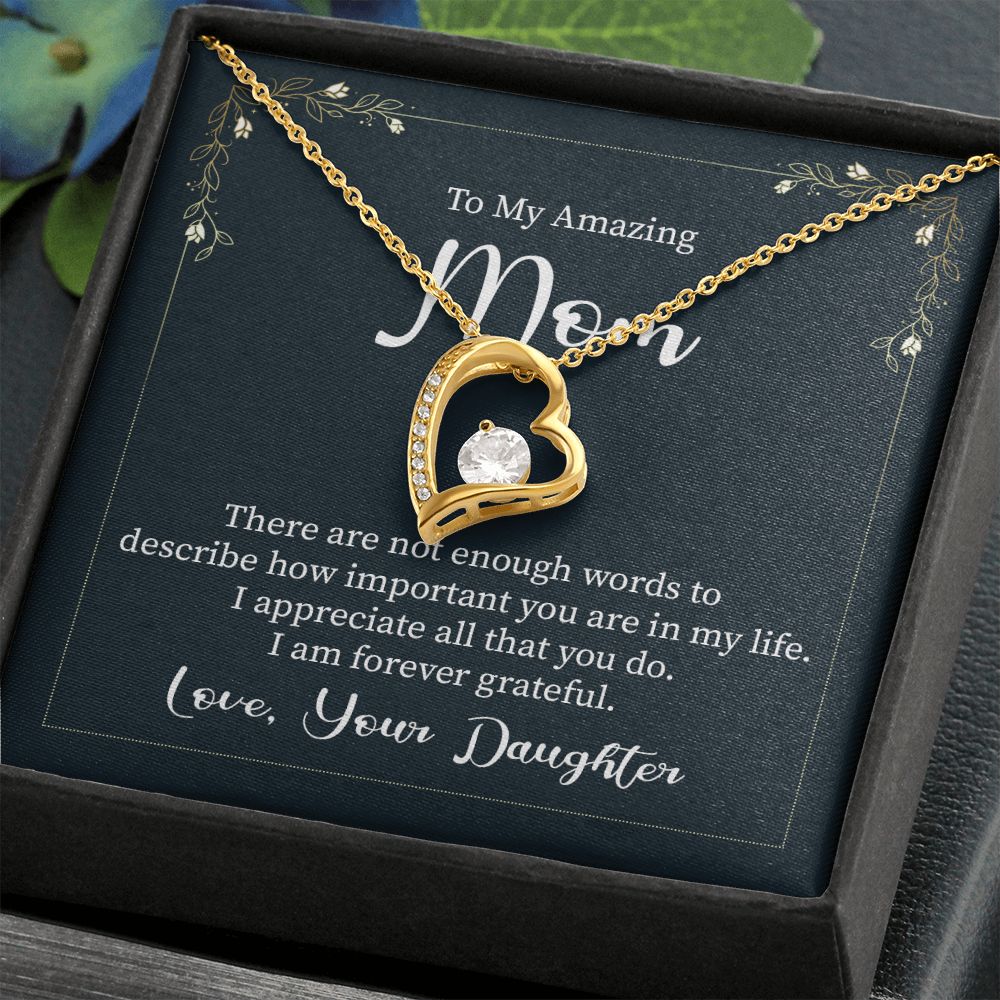 Mother-Forever Love Necklace with crystals with Message card (from Daughter)