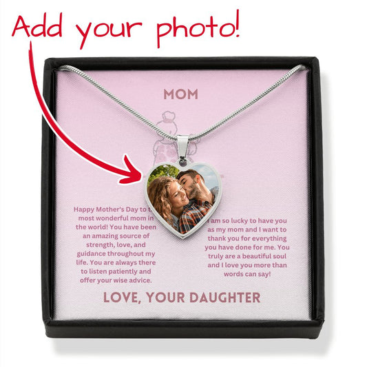 Mother-Customized Heart Necklace with Message card (from Daughter)