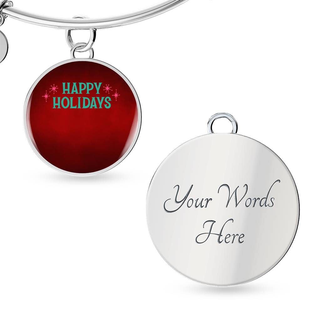 Customized Circle Bangle-Happy Holidays