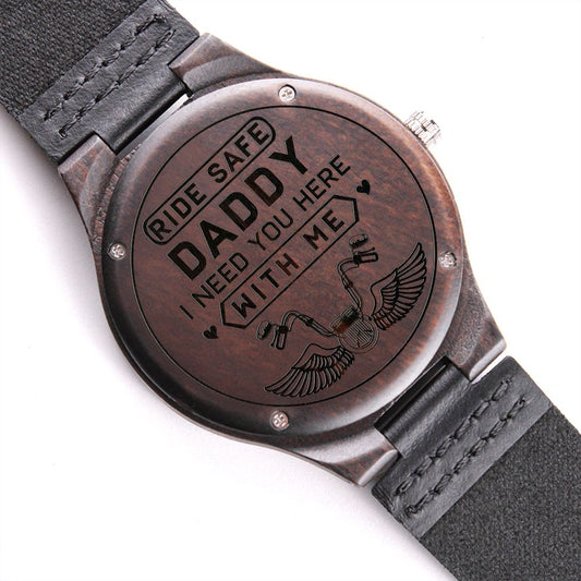 Father-Engraved Wood Watch