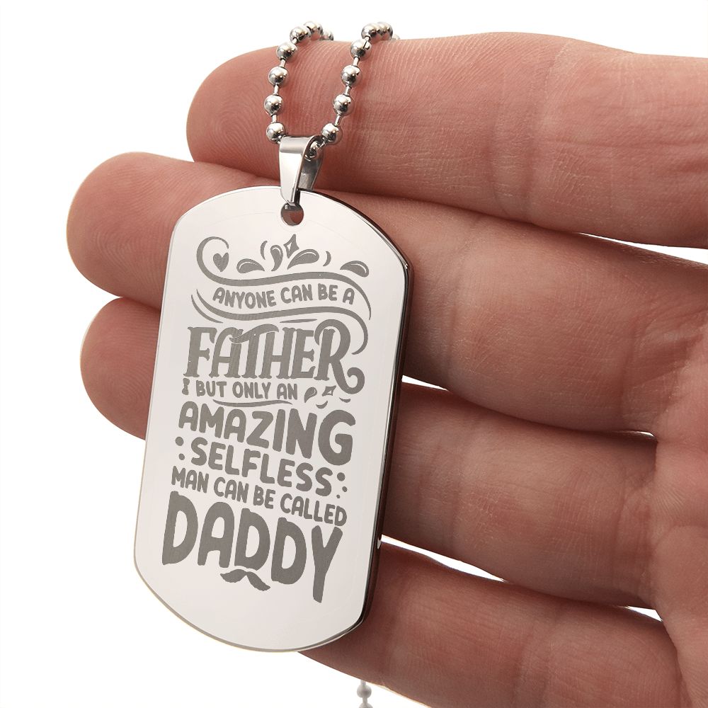 Father-Engraved Dog Tag Necklace customized engraving on the back