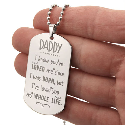 Father-Engraved Dog Tag Necklace customized on the back