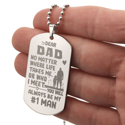 Father-Customized Engraved Dog Tag Necklace