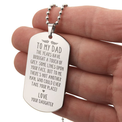 Father-Engraved Dog Tag Necklace customized on the back