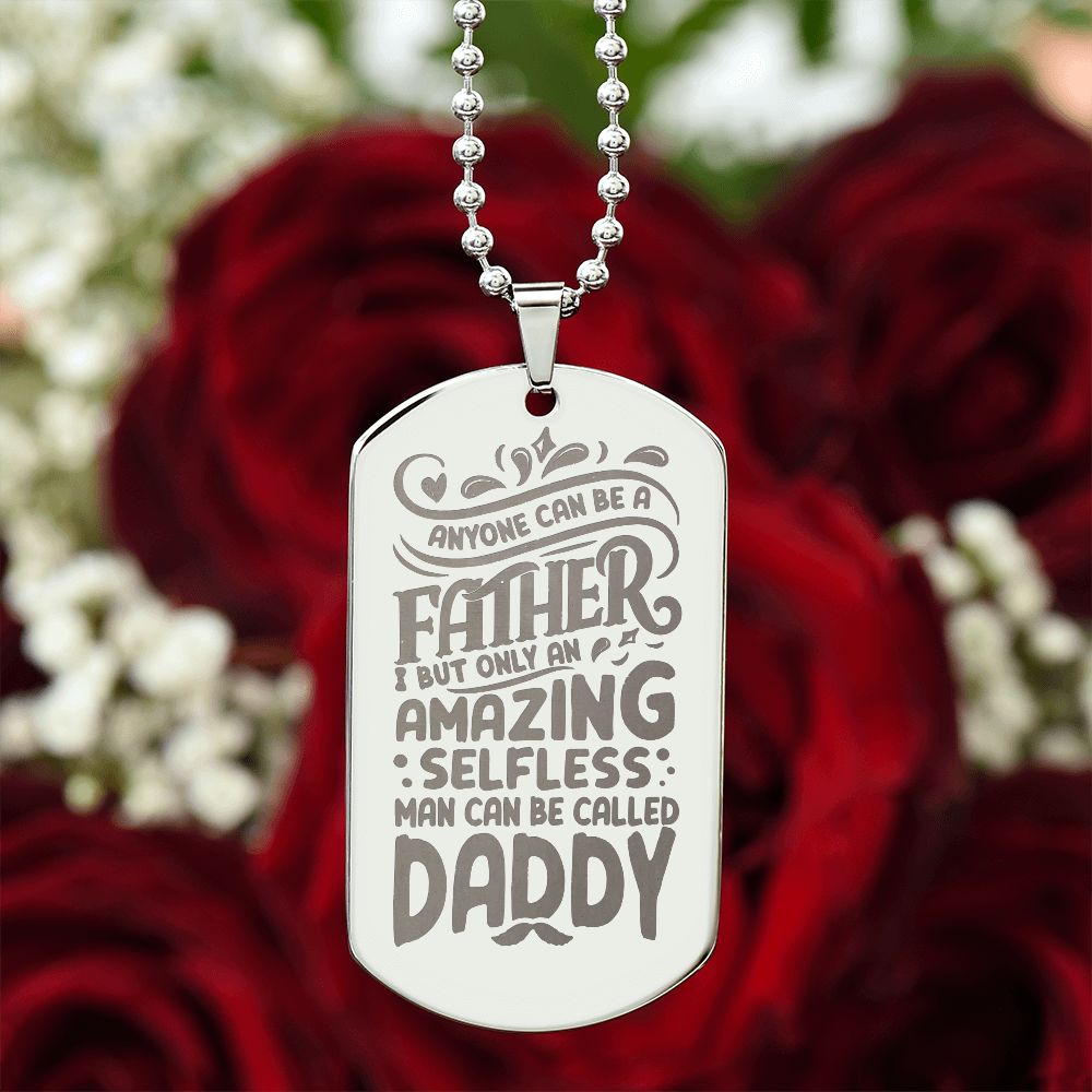 Father-Engraved Dog Tag Necklace customized engraving on the back