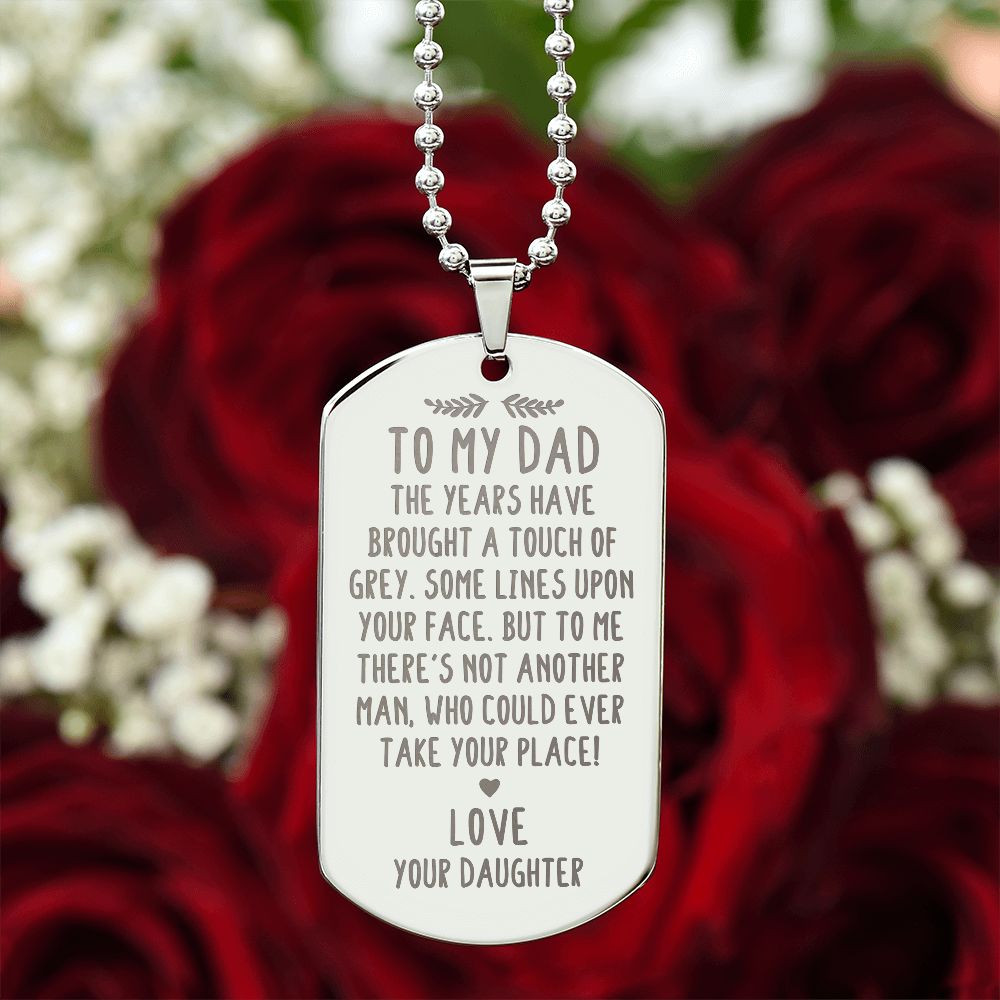 Father-Engraved Dog Tag Necklace customized on the back