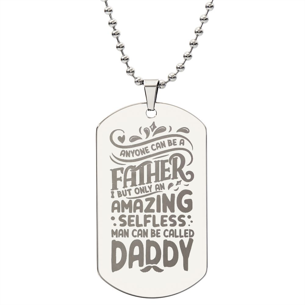 Father-Engraved Dog Tag Necklace customized engraving on the back