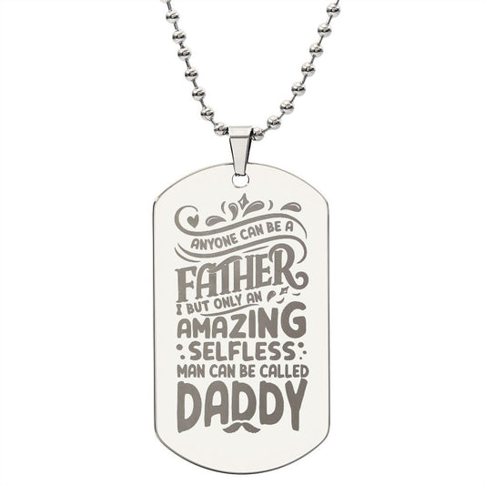 Father-Engraved Dog Tag Necklace customized engraving on the back