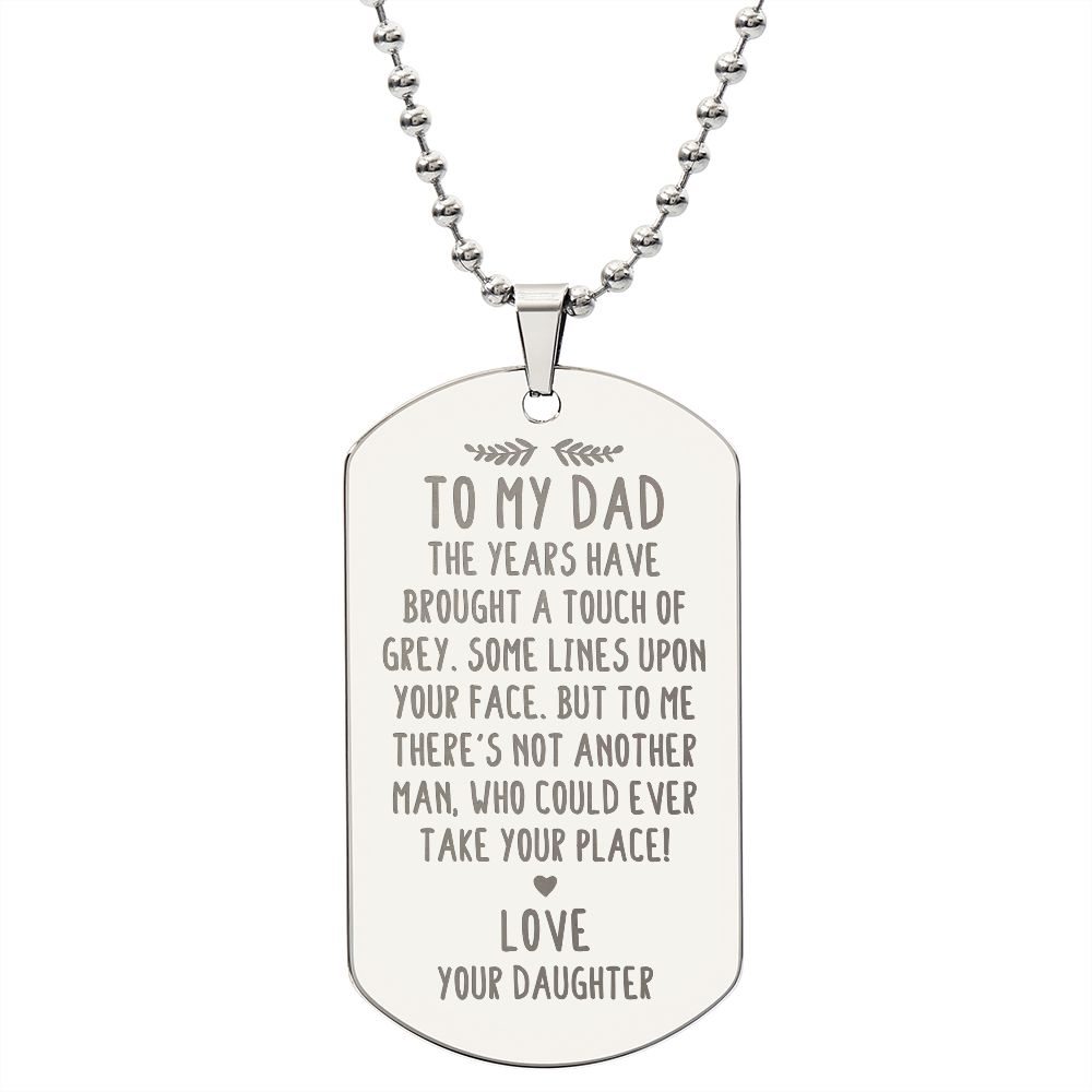 Father-Engraved Dog Tag Necklace customized on the back