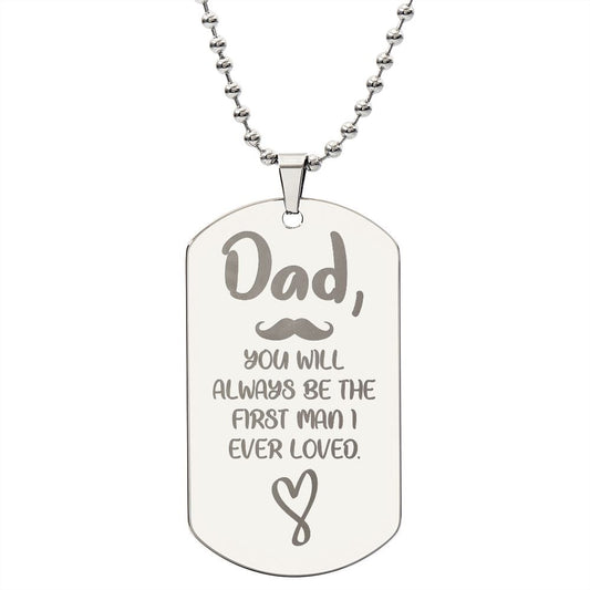 Father-Engraved Dog Tag Necklace customized on the back