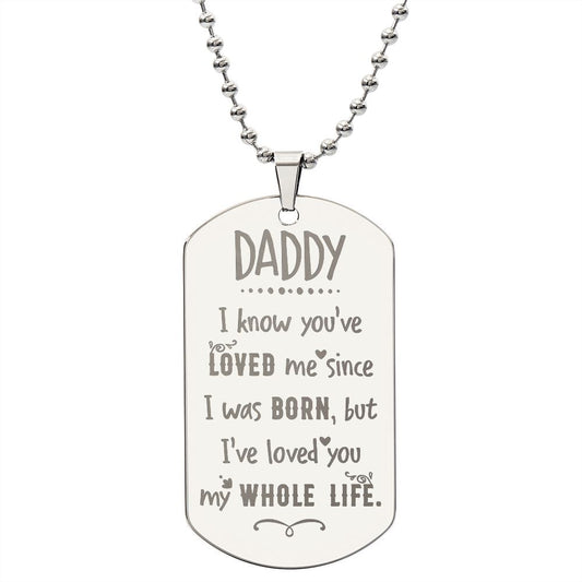 Father-Engraved Dog Tag Necklace customized on the back