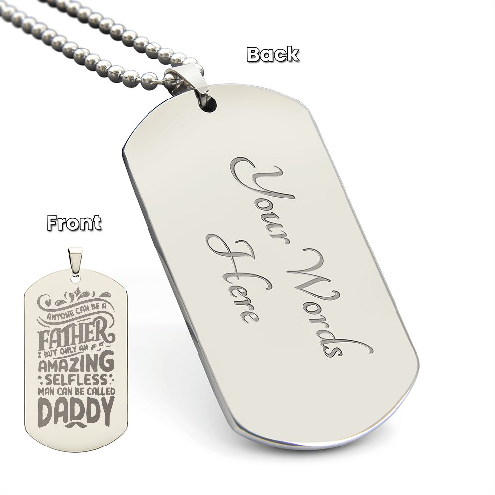 Father-Engraved Dog Tag Necklace customized engraving on the back