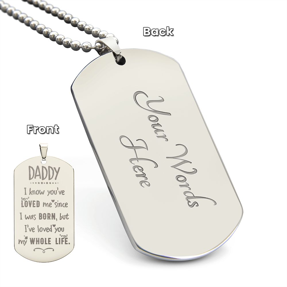 Father-Engraved Dog Tag Necklace customized on the back