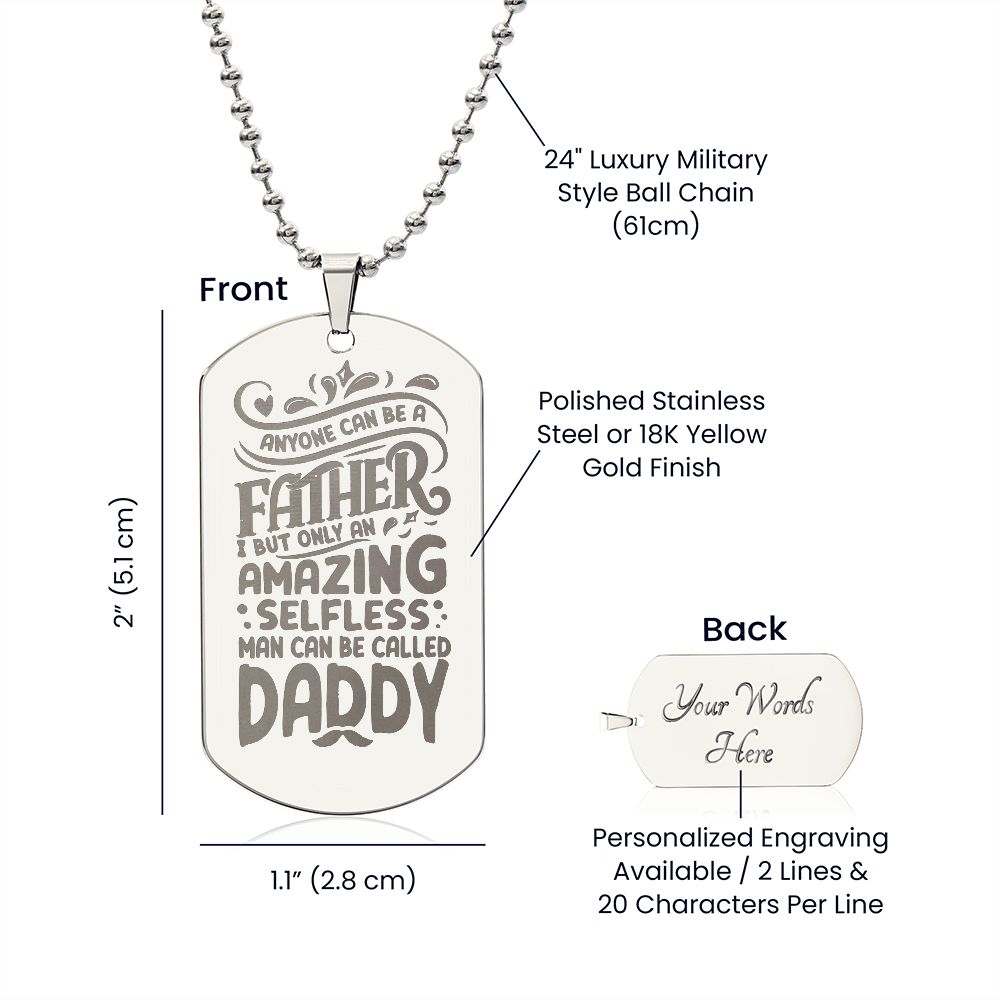 Father-Engraved Dog Tag Necklace customized engraving on the back