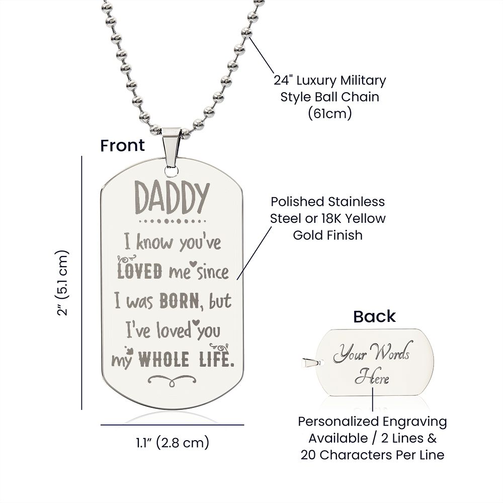 Father-Engraved Dog Tag Necklace customized on the back