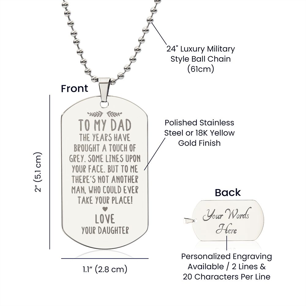 Father-Engraved Dog Tag Necklace customized on the back