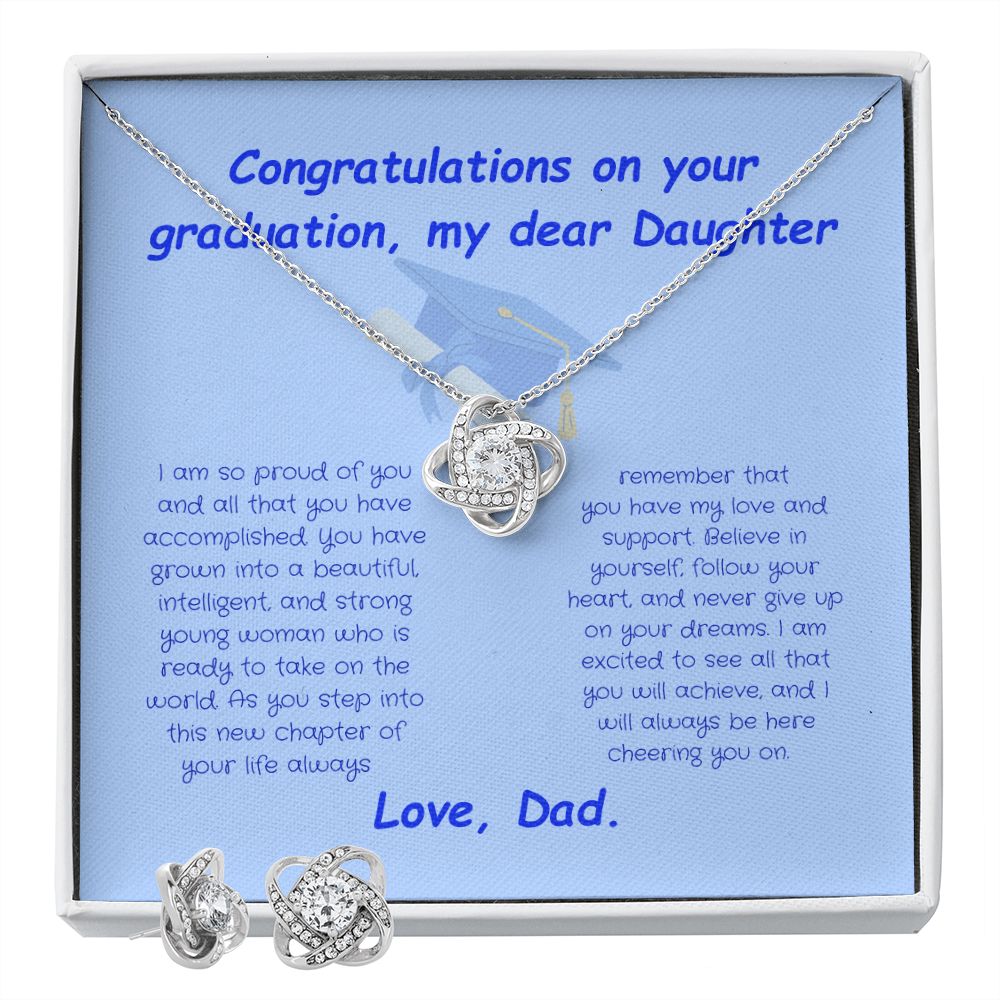 Graduation Girl-Love Knot Earring & Necklace Set (from Dad)