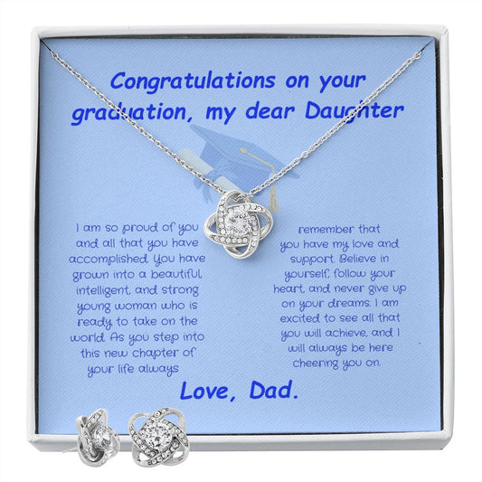 Graduation Girl-Love Knot Earring & Necklace Set (from Dad)