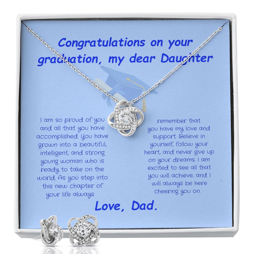 Graduation Girl-Love Knot Earring & Necklace Set (from Dad)