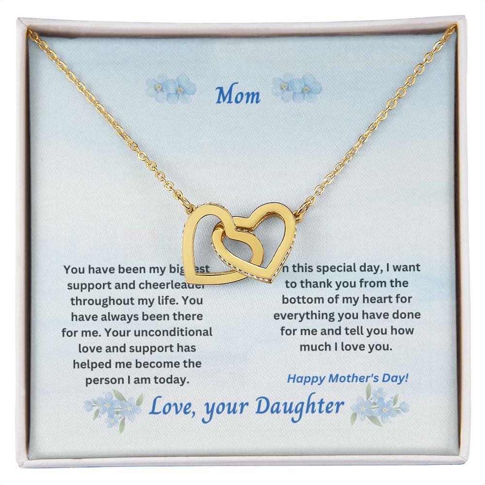 Mother-Interlocking Hearts Necklace with Message Card (from Daughter)