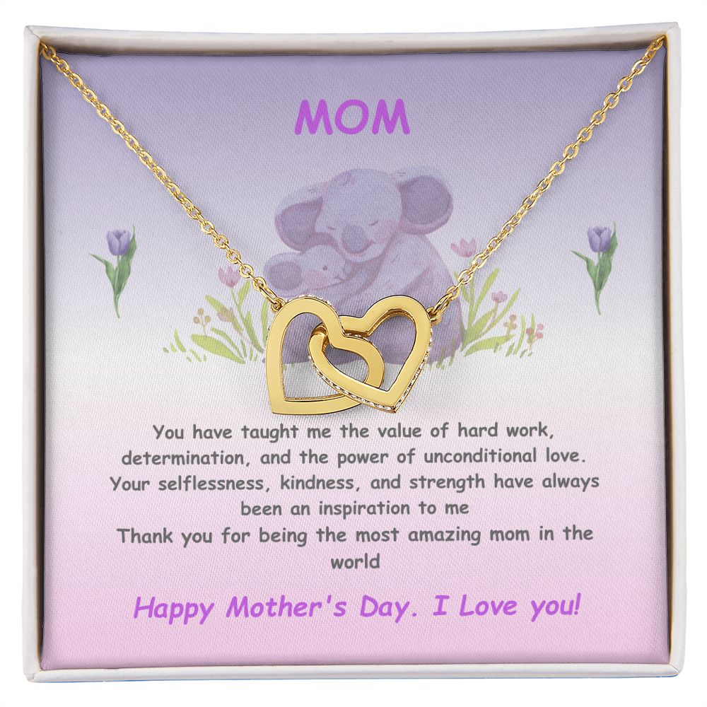 Mother-Interlocking Heart Necklace with Message Card