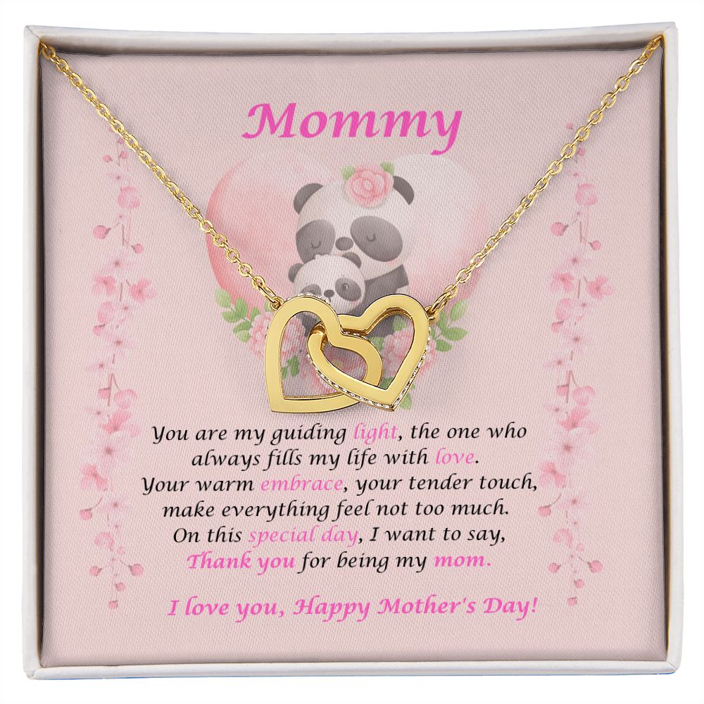 Mommy-Interlocking Hearts Necklace with Message Card