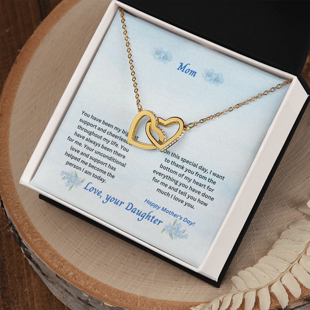 Mother-Interlocking Hearts Necklace with Message Card (from Daughter)