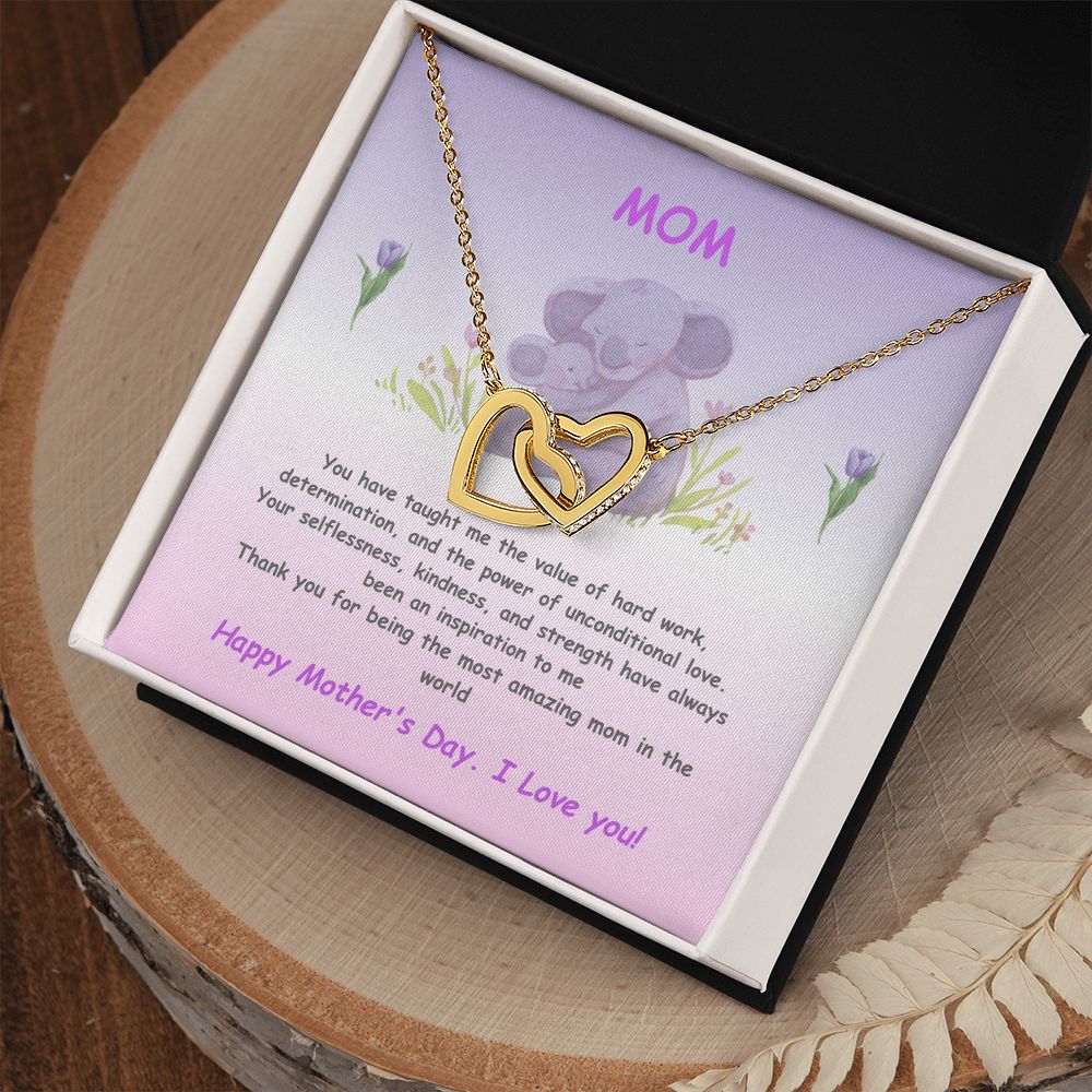 Mother-Interlocking Heart Necklace with Message Card