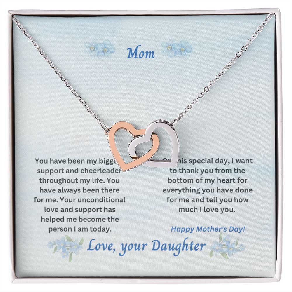 Mother-Interlocking Hearts Necklace with Message Card (from Daughter)