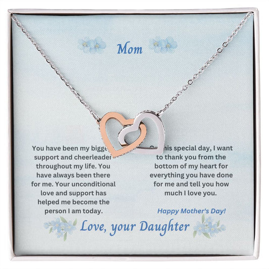 Mother-Interlocking Hearts Necklace with Message Card (from Daughter)