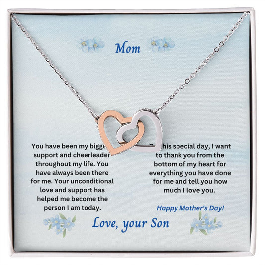 Mother-Interlocking Hearts Necklace with Message Card (from Son)