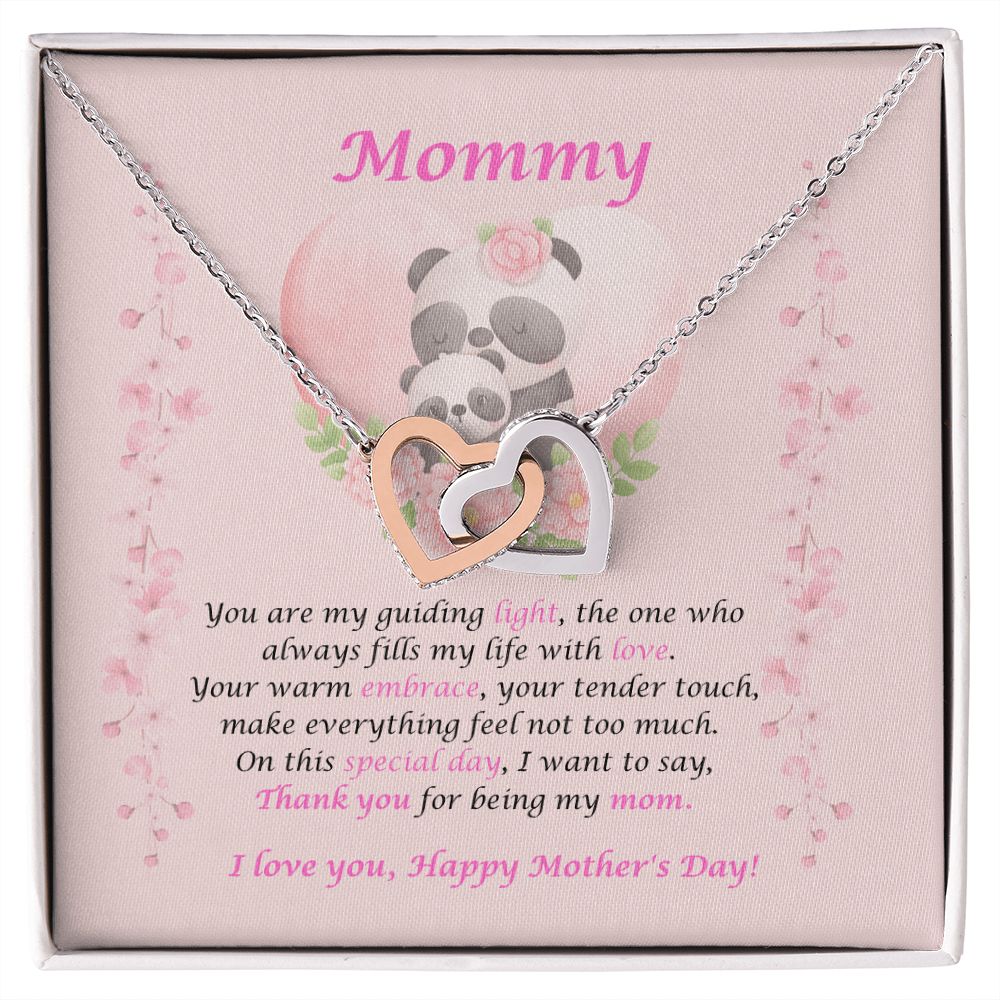 Mommy-Interlocking Hearts Necklace with Message Card