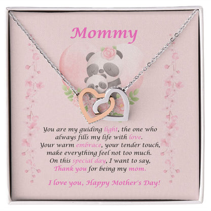 Mommy-Interlocking Hearts Necklace with Message Card