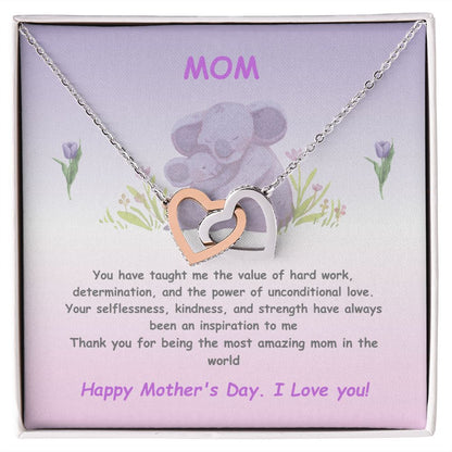 Mother-Interlocking Heart Necklace with Message Card