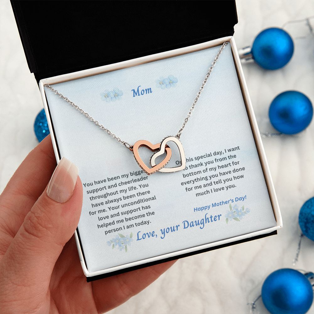 Mother-Interlocking Hearts Necklace with Message Card (from Daughter)