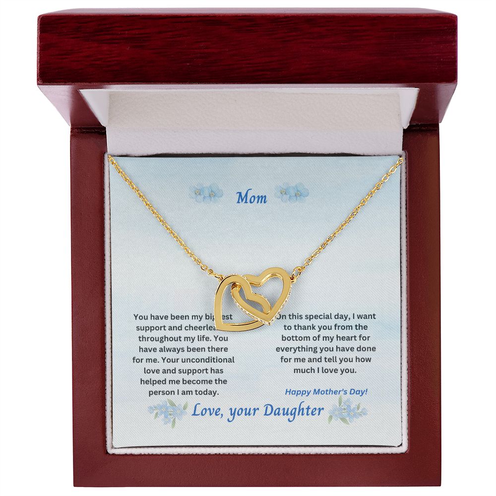 Mother-Interlocking Hearts Necklace with Message Card (from Daughter)